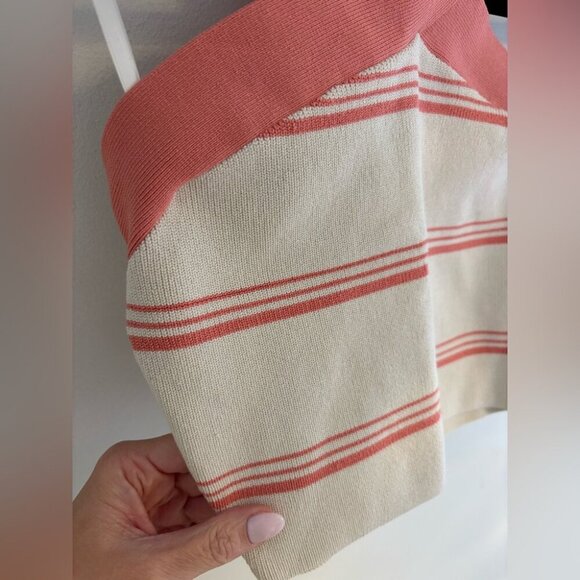 Aritzia Babaton Stripe Sculpt Knit Criss Cross Crop Top NWOT - Picture 4 of 7